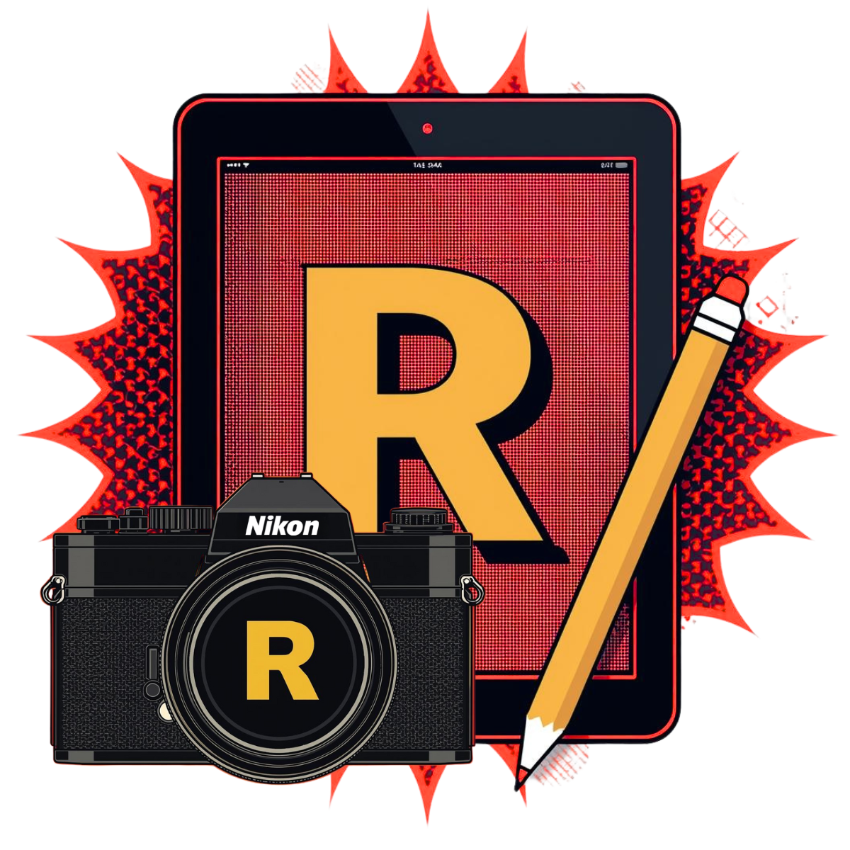 R logo tablet digital painting